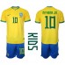 Cheap Brazil Neymar Jr #10 Home Football Kit Children World Cup 2022 Short Sleeve (+ pants)